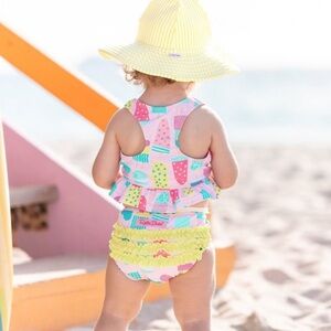 Girls Ruffle Butts Peplum Tankini Top Ice Cream Social Print Size 8